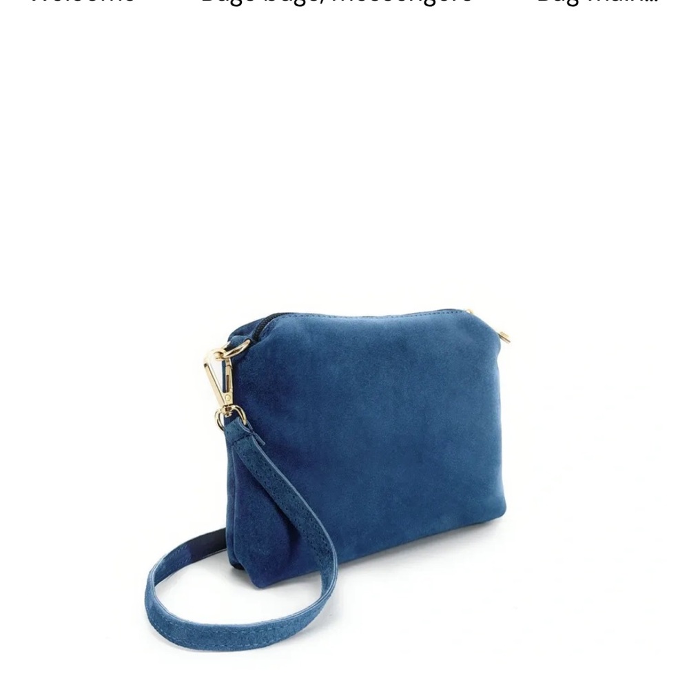 Oh My Bag main suede CHARLOTTE Blue denim real suede leather like new - Picture 2 of 10